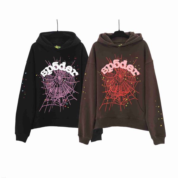 Spider Men's Women Sudadera con capucha Sp5der Sudaderas con capucha Sudaderas de diseño Sudadera de calidad Pareja Suéter Ropa Moda Chándal Negro Blanco Rosa Web Gráfico XXL BG9T