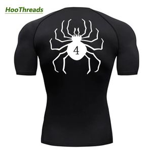 Chemises de compression à imprimé araignée pour hommes, sous-vêtements de gymnastique, de fitness, à manches courtes, à séchage rapide, t-shirts athlétiques, hauts de sport 240325