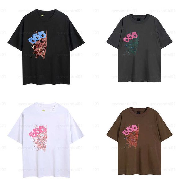 Spider Shirt Designer T-shirt Hommes à manches courtes manche rond Jeunes Thug Mosaming Lettres 555555 Couple T-shirt Pink Cotton Blend Street Hip Hop Tendance quotidienne Tshirt
