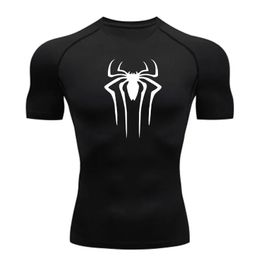 Camiseta con estampado de superhéroe Spider para hombre, camisa de compresión, ropa deportiva para Fitness, camisetas ajustadas para entrenamiento en gimnasio, Top de secado rápido 240123