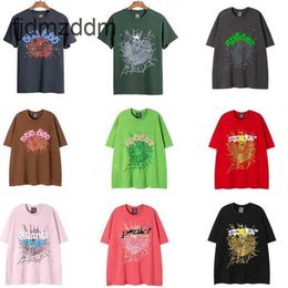 Spider t Shirt Men Designer Tshirt Number 55555 Star Foam Print High Quality Pure Cotton Pink Green Women Tshirts Trendy Couple Tee Loose Versatile Mens Summer