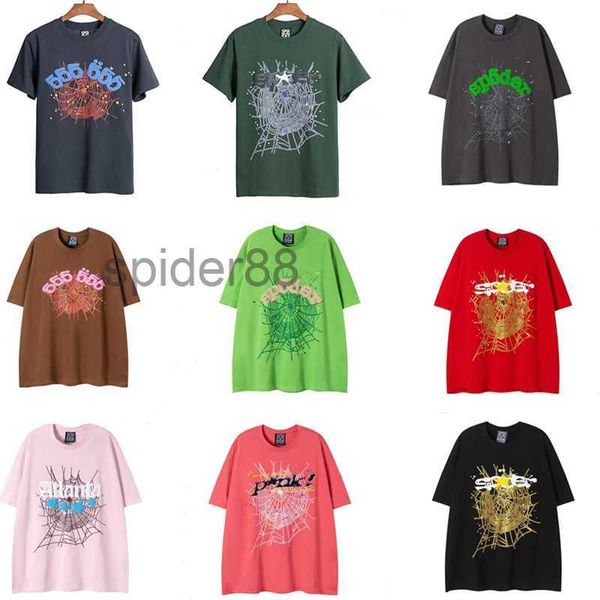 Camiseta de araña para hombre, camiseta de diseñador número 55555, estampado de espuma de estrella, algodón puro de alta calidad, rosa, verde, camisetas para mujer, camiseta para pareja de moda, suelta, versátil, para hombre, verano 2x5o