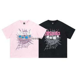 Spider Web T-shirt pour hommes Designer Sp5der T-shirts pour femmes Mode 55555 Manches courtes Hip Hop Chanteur Jeune Thug Même Mousse Lettre Couple Rose Tee L0ut