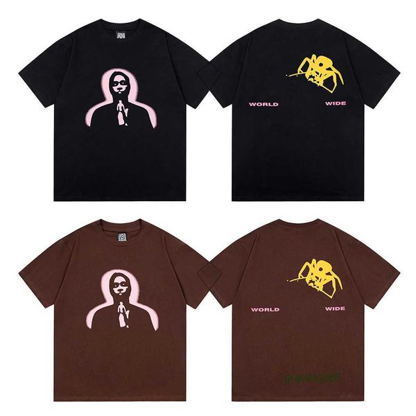 Spider Web T-shirt pour hommes Designer Sp5der T-shirts pour femmes Mode 55555 Manches courtes Thug Angel Brown imprimé de haute qualité double fil pur coton U26l