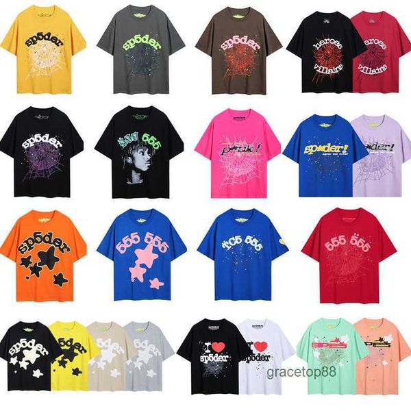 Spider Web Camiseta para hombre Diseñador Sp5der Camisetas para mujer Moda 55555 Mangas cortas Patrón de verano Young Thug Star Espuma Impreso Etiqueta láser Osj2