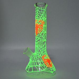 Spider Web Water Glas Bong Glow in The Dark Oil DAB Rigs 18mm Vrouwelijke gezamenlijke Diffolus Dowtem PERC Water Pipes