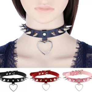 Spike punk zwart lederen choker ketting vrouwen goth hart dame cool kraag harajuku cosplay festival sieraden gift groothandel