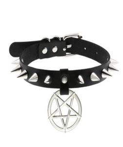 Spike punk choker kraag voor meid goth pentagram ketting emo nek band cosplay chocker gothic accessoires9549576