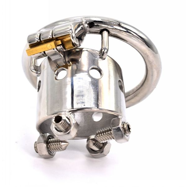 Anillos para pene con púas, jaula de Metal para pene, cinturón de castidad masculino de acero inoxidable, dispositivos de decoración, Juguetes sexuales BDSM, Bondage Stealth Lock 29