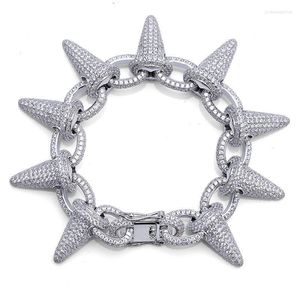 Spikes Rivet Stud Mens Charm Bracelets 2022 Iced Out Gold Silver Color para hombres Hip Hop / Punk Jewelry Link Chain