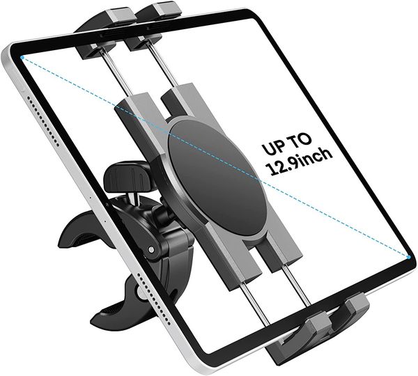 Support de tablette Spin Bike, support de téléphone iPad, support de guidon de vélo d'exercice pour vélo stationnaire, tapis roulant, support de microphone