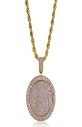 Spin Round Pendant Collier Men Bling Cubic Zirconia Ice Out Gold Jewelry Silver Plated New Fashion Hip Hop Collier2936779