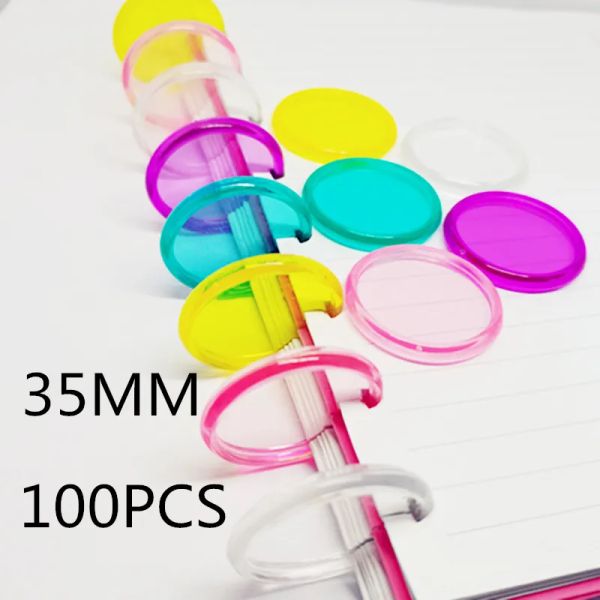 Épines 100pcs35 mm Transparent Jelly Color Color Plastic Binding Ring For Mushroom Hole Loseleaf Notebook, Montins Minutes Book, Livre-cadeaux