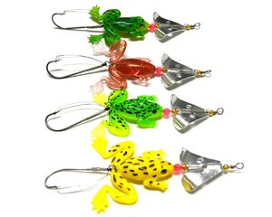 Hengjia 50 pcs leurre grenouille en caoutchouc PVC appâts de pêche souples 11.5 cm 6.2g Spinner cuillère leurres basse manivelle carpe d'eau salée matériel de pêche