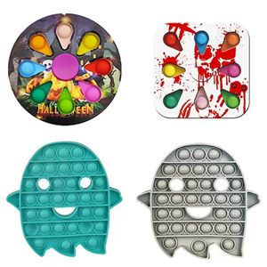 Spinner Fidget Toy Prime Push Bubble Halloween speelgoed Pompoen Liminous Ghost Clown Children Mental Arithmetic Puzzle Desktop Bauble verlichte Stress Autisme Zm920