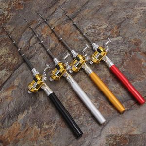 Spinhengels Aluminium Pen Hengel Mini Pocket Fish Pole Reel Combo's Lichtgewicht Telescopisch Met Drop Delivery Sport Outdoo Otx0V