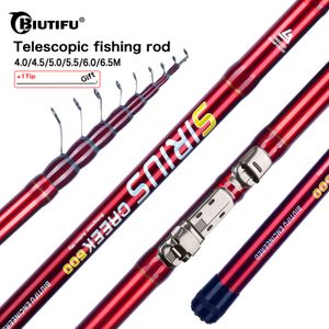 Spinhengels BIUTIFU Telescopische Hengel 4/4.5/5/5.5/6/6.5m T800 Carbon Reizen UltraLight Spinning Float Outdoor 30g Forel Bolognese Pole 230627