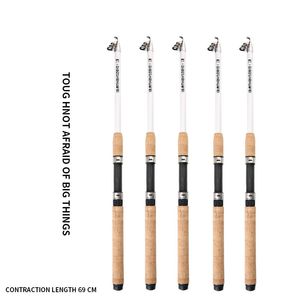 Draaiende hengels Combo's Draagbare telescopische vissen Polingspinningspanen voor zoutwater Zoetwater Duurzaam Graphiterod met Cork Handle Travel Kit