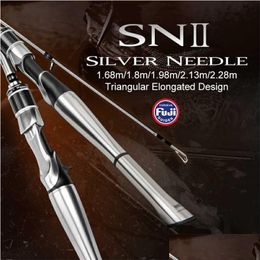 Spinhengels Kingdom Sier Needle Ii Hengels Tralight Fast Spinhengel 2 Secties L Ml M Mh Fuji Ring Carbon Casting Reizen 2111 Dhgfr