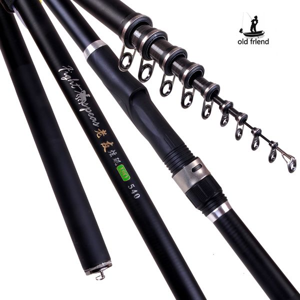 Spinning Rods Old friend Portable RockFishing Rod54m 63m 72m Canne à carpe Télescopique Mer Canne à pêche en fibre de carbone Surf Feeder 230605