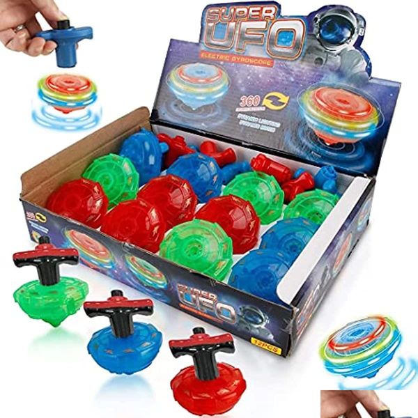 Toupie 12pcs LED Light Up Jouets Clignotant Ufo Tops avec Gyroscope Nouveauté Bk Toy Party Favors Fournitures d'anniversaire Drop Delivery Gif Dhc6T