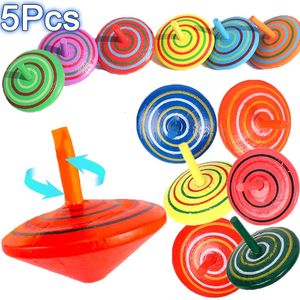 Spinning Top 5 pièces jouets gyroscopiques en bois pour enfants jouets de bureau toupie en bois soulagement du Stress Gyroscope jouet enfants adultes cadeaux de fête d'anniversaire 231013