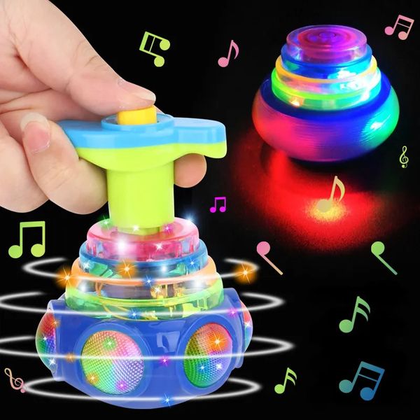 Toupie ensachée ronde jouet lumineux musique légère rotation Gyro Fidget Spinner toupie jouets couleur aléatoire jouets pour enfants enfants cadeaux 231013