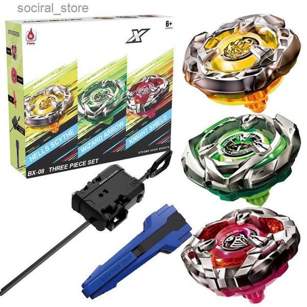 Spinning Top Bey X BX-08 3PCS Box set Hells Scythe Wizard Appow Knight Shield Spinning Top avec lanceur Grip Set Kids Toys for Boys Gift L240402