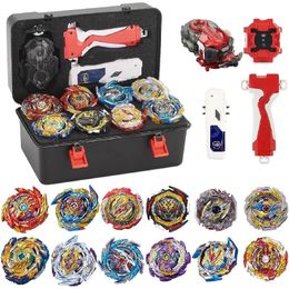 Spinning Top Beyblades Burst Blade Toy Set de regalo con caja portátil 12 Tops 2 TwoWay Launcher Metal Fusion Attack Game para niños 231012