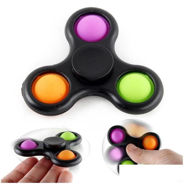 Toupie Noir Fidget Spinner Jouet Doigt Décompression Jouets Pousser Pop Bulle Sensorielle Main Doigt Spinners En Gros Drop Deliv Dhdcv