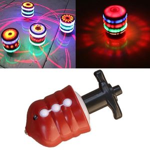 Draaiende top kleurrijke flash led licht lasermuziek gyroscoop gyroscoop kinderen houten lichtgevende gyro klassiek speelgoed kinderen kerstcadeau 221117