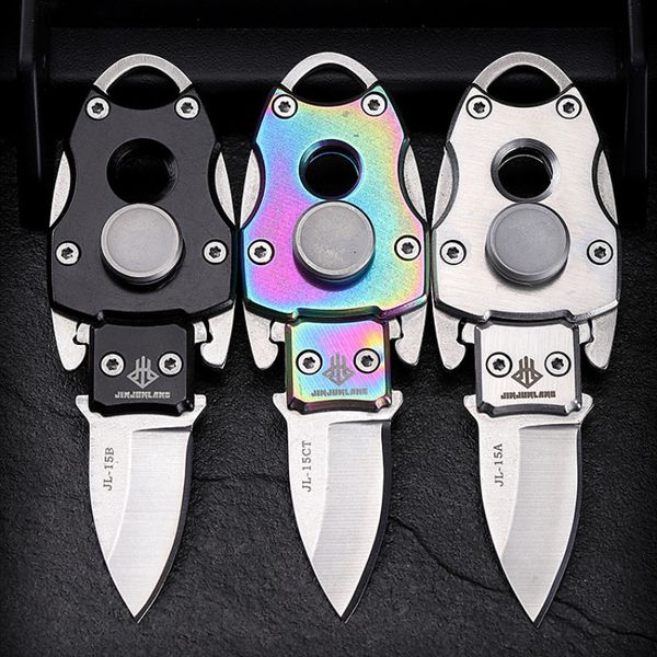 Spinning Top EDC Fidget Spinner Cuchillo pequeño 2 en 1 Bolsillo exterior Giroscopio de autodefensa de alta dureza para adultos Hombres Regalo Mini plegable 230523