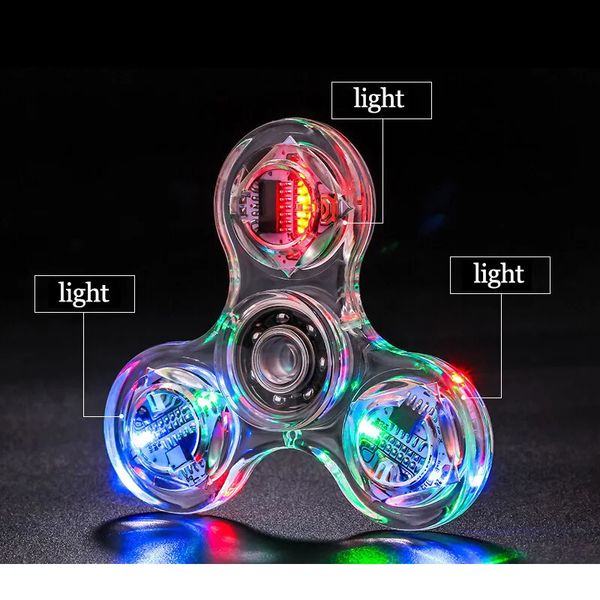 Spinning Top Fidget Spinner que brilla en la oscuridad juguete para adultos antiestrés Led Tri Spinner autismo hilanderos luminosos giroscopio cinético para niños 231021