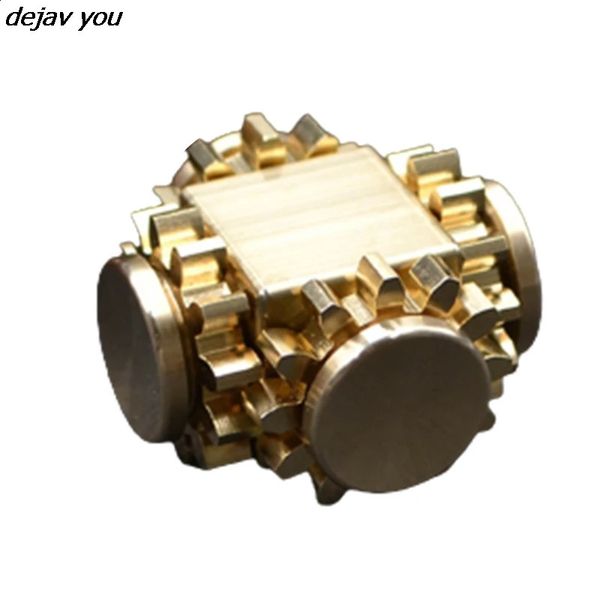 Spinning Top Gear Cube Spinner Doigt Cuivre Mécanique Gyro Linkage Main Doigt Adulte Décompression EDC Jouets 231118