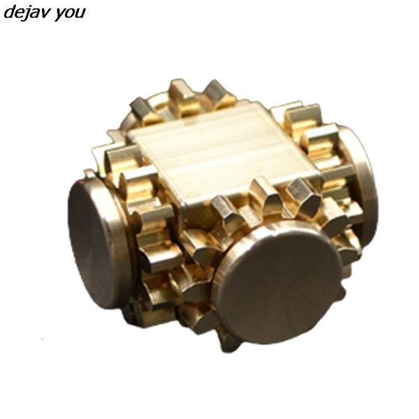Toupie Gear Cube Spinner Doigt Cuivre Mécanique Gyro Liaison Main Doigt Adulte Décompression EDC Jouets 230612