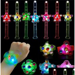Spinning Top Kids Party Favors LED Light Up Fidget Bracelet Toys Glow in the Dark Supplies Christmas Gift Drop Livily Gifts Novelty Otaz3
