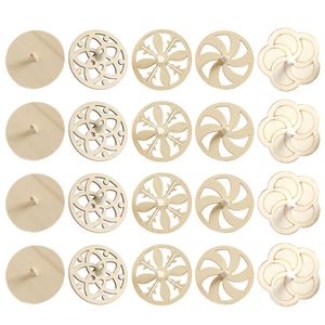 Spinnende top houten houten kinderen onvoltooide gyroscoop speelgoed diy speelgoed gyro schilderen blanco ambachten stukken dingen ambachtelijke holte cutouts plak kerst 230210