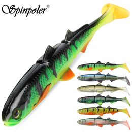 Spinpoler 3D Multisection Soft Bait Shad 16cm22cm Winter Pike Fishing Lere Paddle t Tail Swimbait pour Pikeperch Catfishtrout 240506
