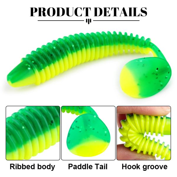 Spinpoler Shad Paddle Tail Swimaits en plastique souple de pêche en plastique souple 12 cm pour le brochet de perchoir et d'eau salée zander