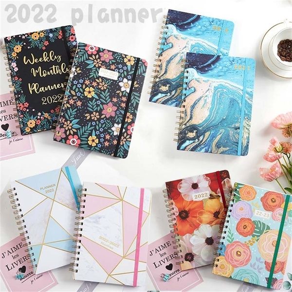 Planificateur d'agenda en spirale Version anglaise A5 Journal Notebook Hardcover School Daily Weekly Schedules Papeterie 220401