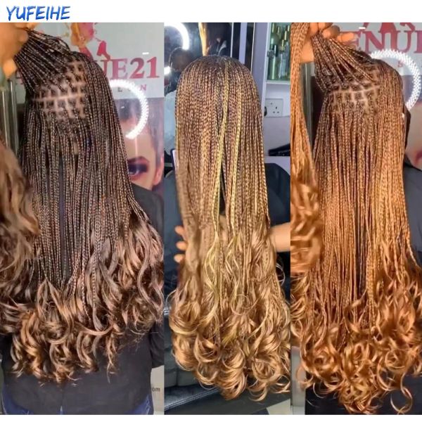 Boucles en spirale tressant les cheveux 24 pouces synthétiques boucles françaises ombre Crochet Hair Extensions for Black Women Blonde Loose Wave Hair
