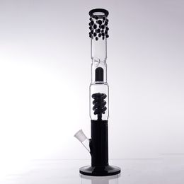 Filtre en spirale Bongs Narguilés Bécher en verre épais Bong Fumer des tuyaux en verre 15 pouces de hauteur Recycler Dab Rigs Eau avec bol de 14 mm