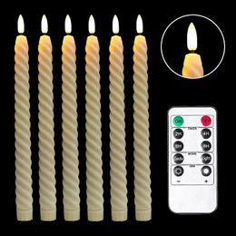 Spirale LED sans flamme Candle TiPer Remote Contrôle avec chandelle de l'église Twisted Home Twarded Christmas Batterre Stick Candle 240416