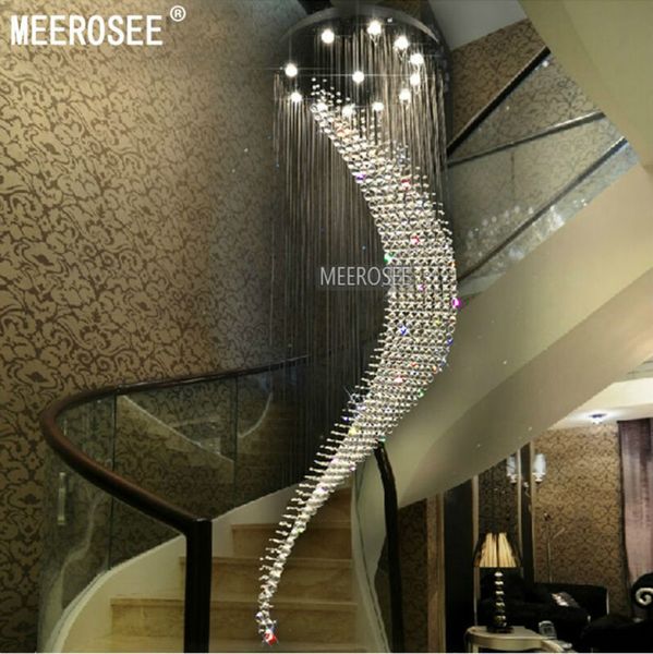 Lámpara de techo de cristal espiral k9 lámpara de lámpara grande de lujo nuevo diseño de lujo iluminación para el hogar para el pasillo de la escalera del hotel