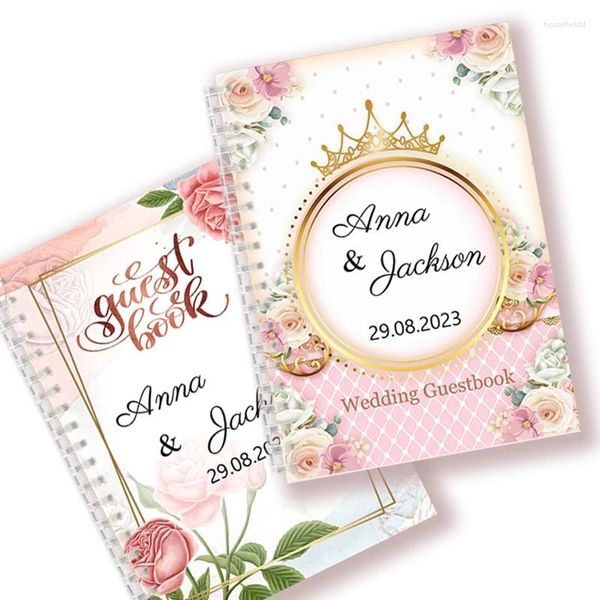 Cuaderno en espiral con nombres personalizados, fecha, firma personalizada, libro de visitas de boda, libro de visitas alternativo, recepción de boda