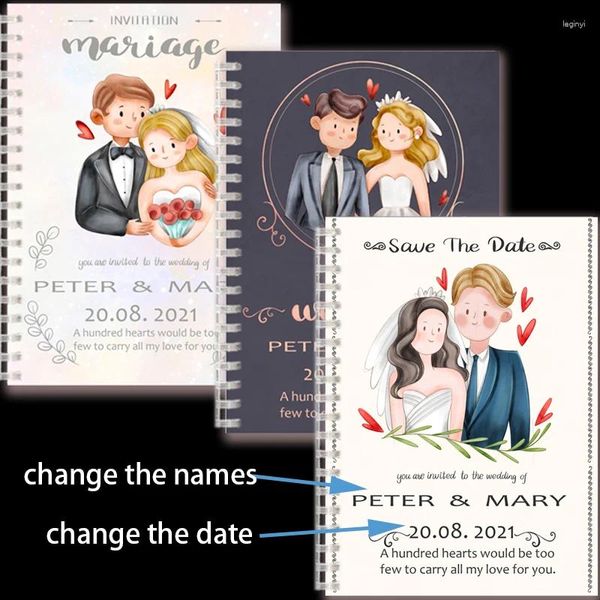 Spiral Notebook Custom Private Name Date Imprimer des invitations de mariage Carte d'anniversaire Table d'anniversaire Décoration Party Writing Supplies RSVP