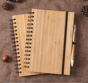 Spiral Notebook Wood Bamboo Cover met pen Student Milieubewakingen Groothandel schoolbenodigdheden