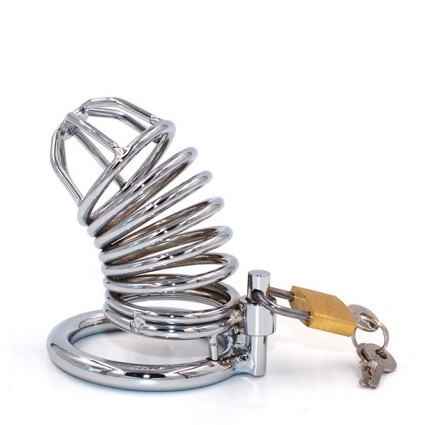 Cage à pénis en spirale Dispositif de chasteté masculine Cage à coq Ceinture de chasteté en métal Jouets sexuels Drop Shipping Y190713