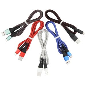 Câbles USB tressés en Nylon à rayures en spirale 1M Type C câble de Charge de synchronisation de données Micro V8 fil de Charge rapide pour Xiaomi Samsung Huawei