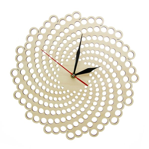 Relojes de pared de madera espiral decoración de acento de hogar elegante moderno reloj de pared abstracto arte de pared colgante reloj de inauguración
